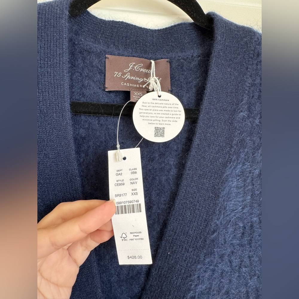 NWT J Crew Spring Street Cashmere Oversized Cardigan Sweater Size XXS - Picture 2 of 8